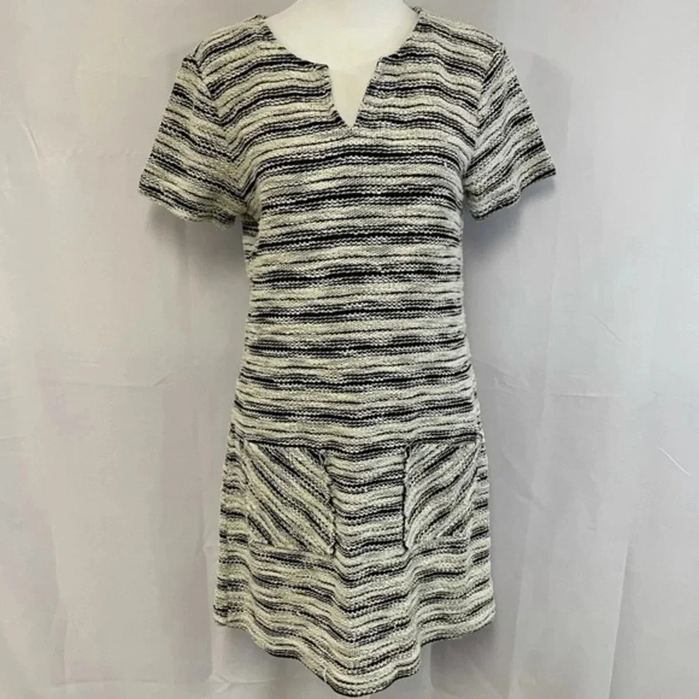 Velvet by Graham and Spencer Knit Short Sleeve Stripe Pocket Dress S